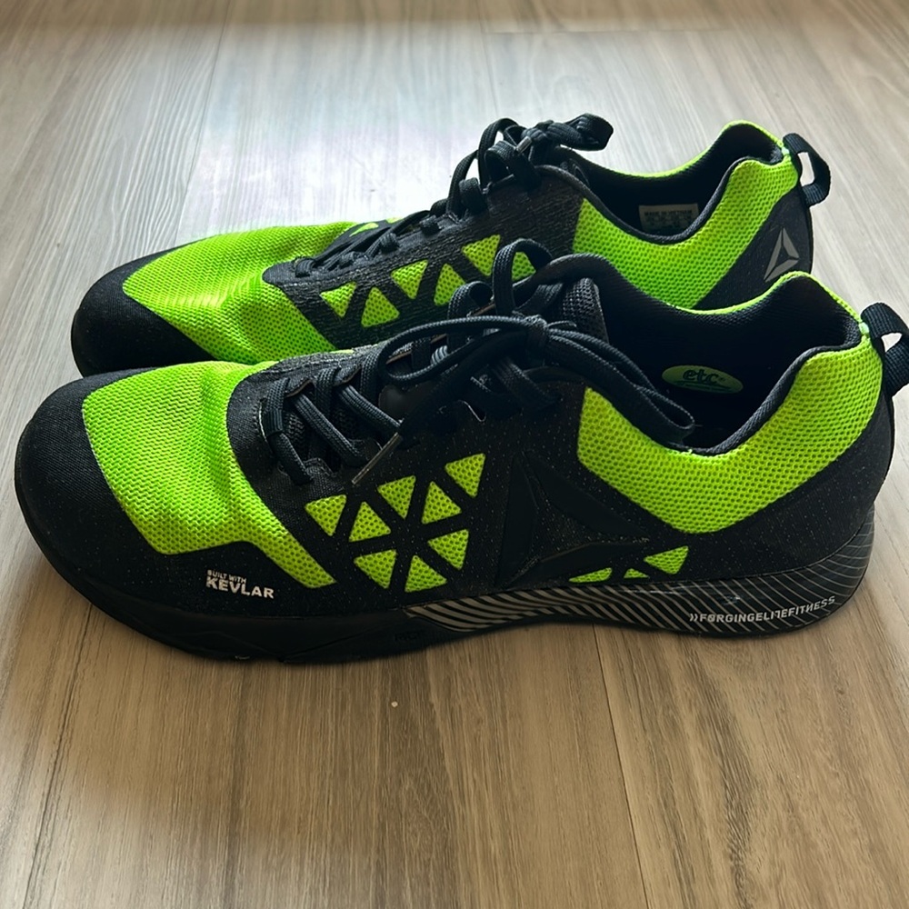 Reebok Nano 6, black and bright green, size 12